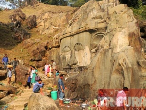 Lacklustre attitude of the State Government hits century old sculpture at Unakoti 